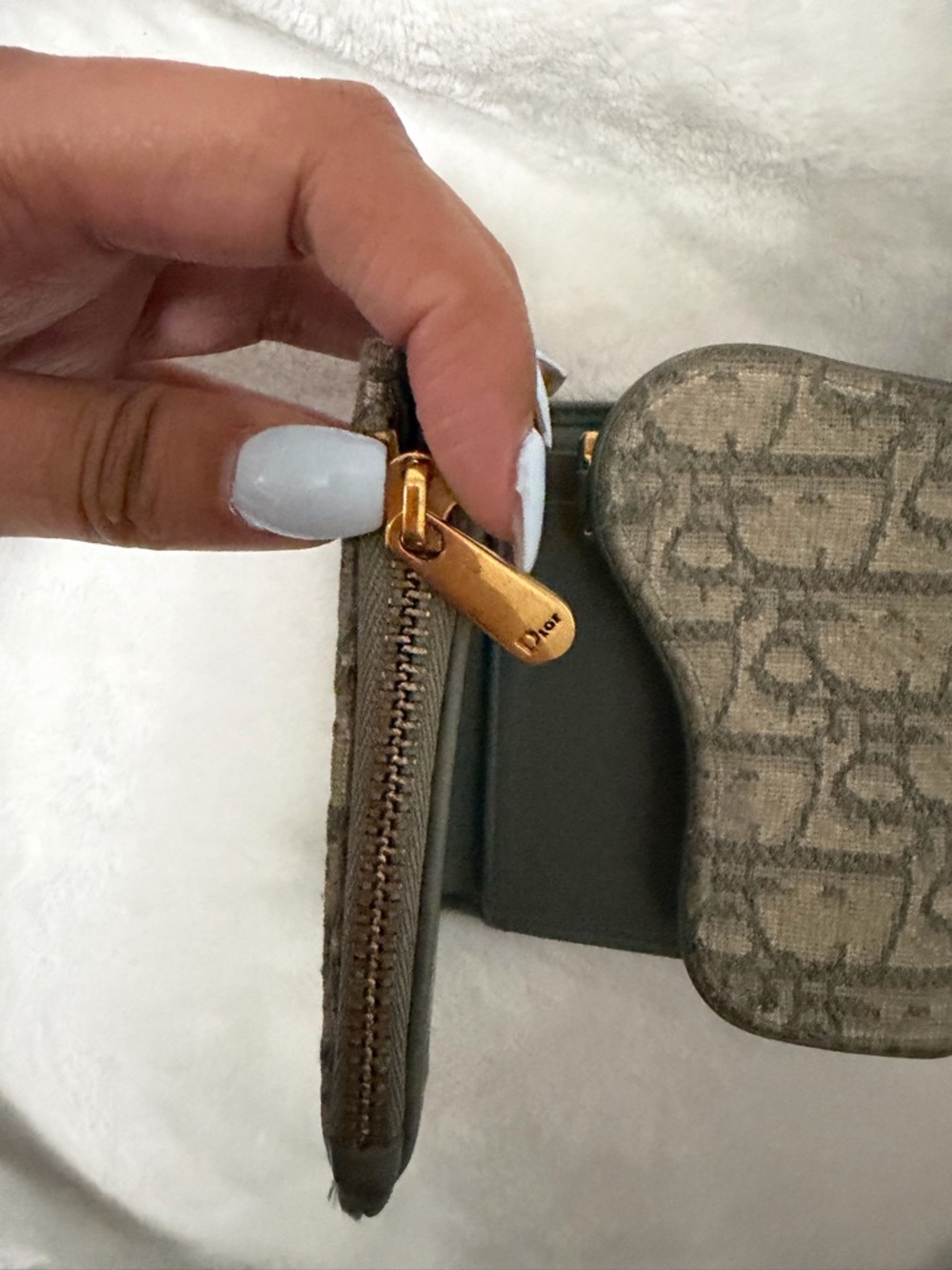 Dior Beige Monogram Canvas Wallet with Gold D Charm - Picture 5 of 7